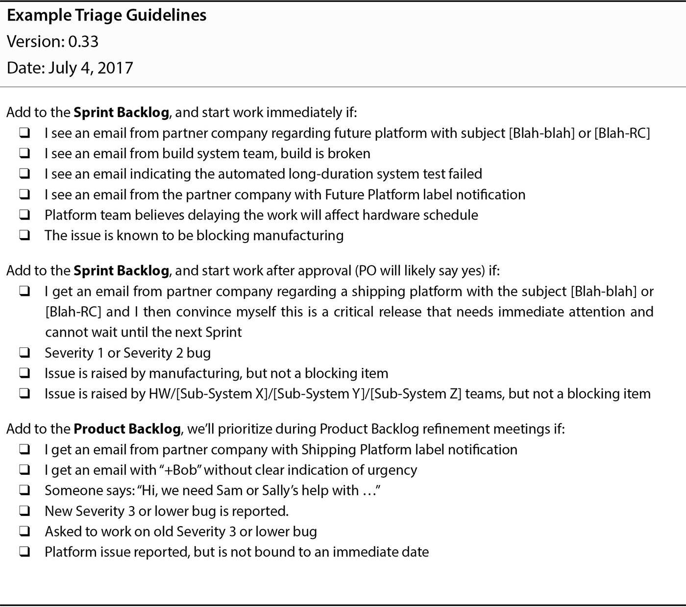 BIOS Triage Guidelines